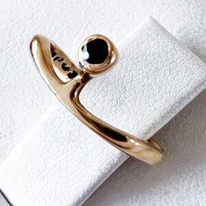 Opus Custom 14k Yellow Gold and Sapphire Ankh Ring Size 5 1/2